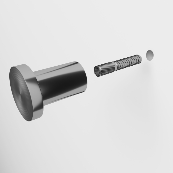 Stockschraube mit Dübel in die Wand setzen, metrisches Gewinde ragt etwa 10 mm heraus