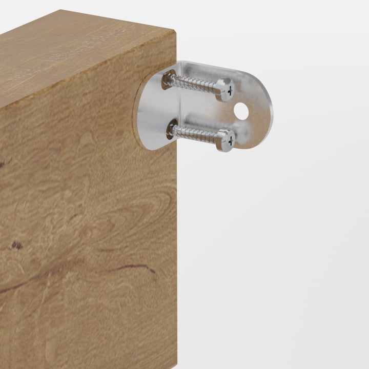 Edelstahl-Befestigungswinkel am Sparren mit 2 Holzschrauben fixieren