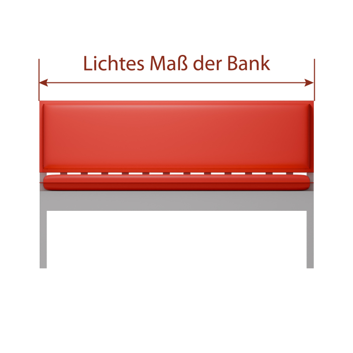 Bankauflage mit Stehsaum - Breite als reales Außenmaß der Bank messen