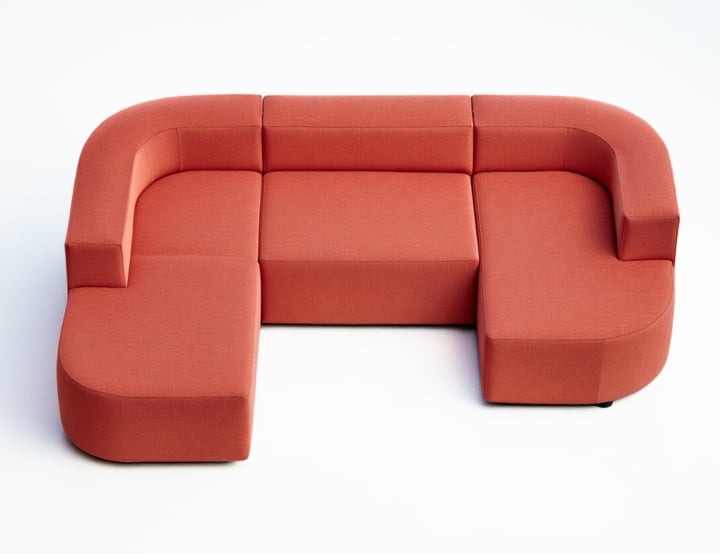 Loungesofa mit Rundecken - größtes Maß von Kante zu Kante nehmen