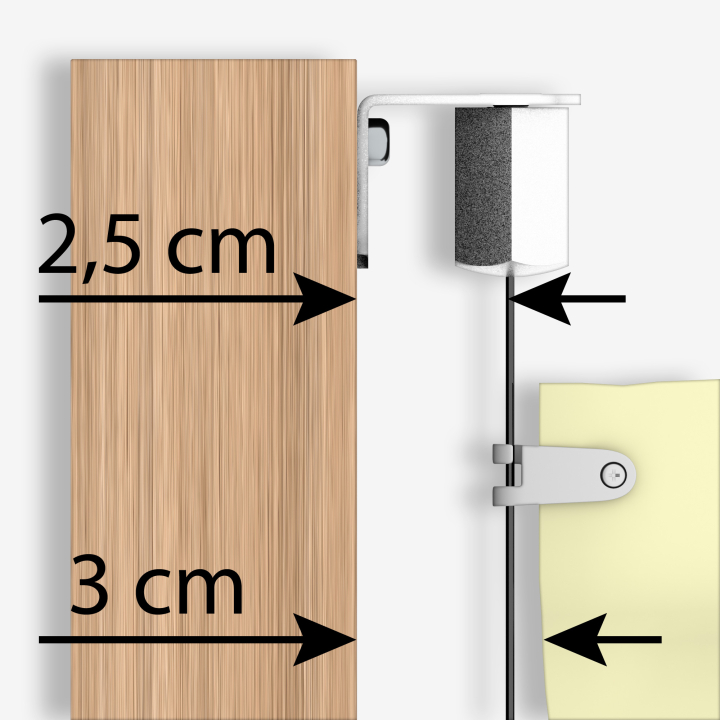 Rand- und Seilabstand: Seil zu Sparren 2,5 cm, Sonnensegelrand zu Sparren 3 cm