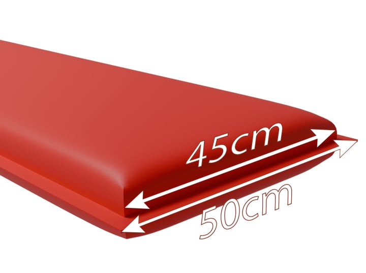 Stehsaum-Maße: bestellte Breite 50 cm ergibt 45 cm Polster plus 2 x 2,5 cm Stehsaum