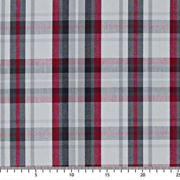 Outdoor fabric Dralon grey / red plaid nr. 35