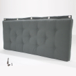 Tufted headboard with upholstery buttons and stainless steel mounting
