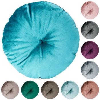 Tufted round Velvet pillow with cushion button
