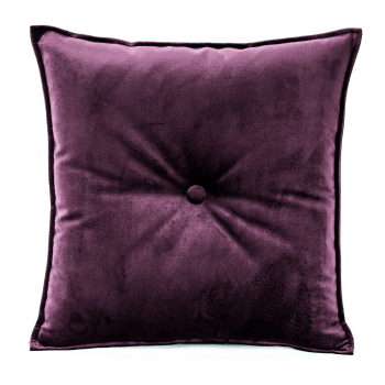 Tufted Velvet pillow with tie and cushion button eggplant