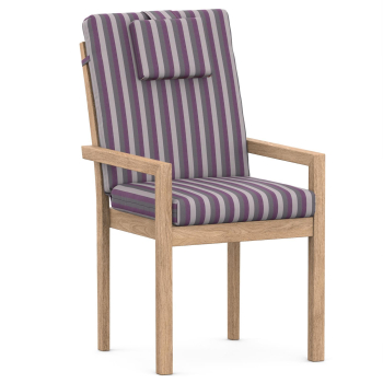 High-Back chair cushions tricolor purple striped