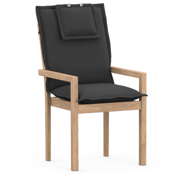 High-Back chair cushions with Oxford hem black uni