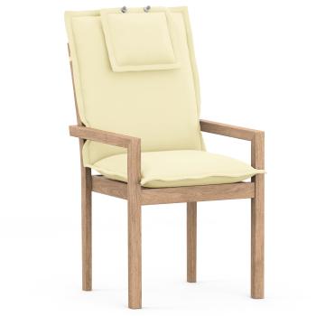 High-Back chair cushions with Oxford hem natural (cream white) uni