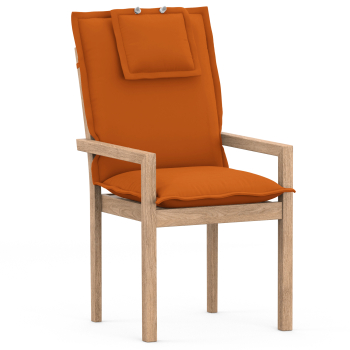 High-Back chair cushions with Oxford hem terracotta uni