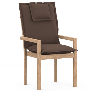 High-Back chair cushions with Oxford hem brown uni
