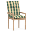 High-Back chair cushions with Oxford hem green/beige plaid