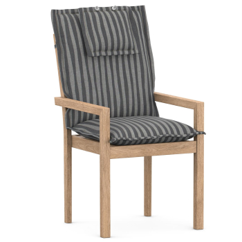 High-Back chair cushions with Oxford hem zebra grey striped