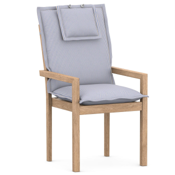 High-Back chair cushions with Oxford hem sky blue gestreift