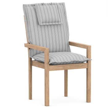 High-Back chair cushions with Oxford hem light gray /...