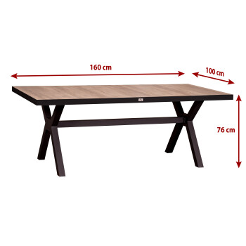 Patio dining table teak Montana 160 x 100 cm