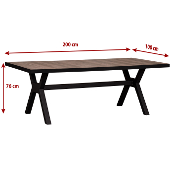 Patio dining table teak Montana 200 x 100 cm