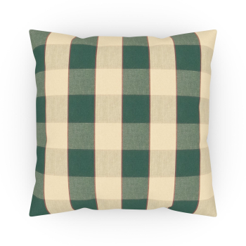 Throw pillow 18 x 18" green / beige plaid