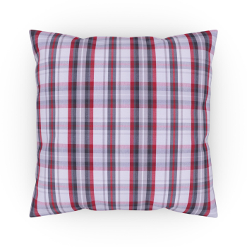 Throw pillow 20 x 20" grey / red plaid