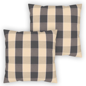 Throw pillow set 18 x 18 inches grey / beige plaid