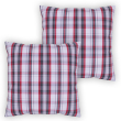 Throw pillow set 18 x 18 inches grey / red plaid