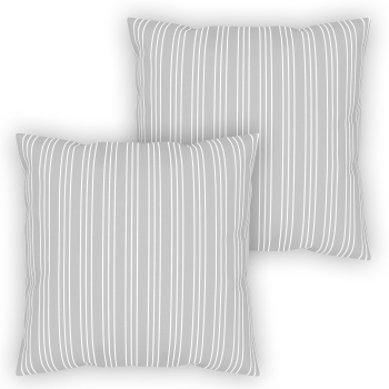Throw pillow set 18 x 18" grey / white striped