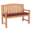 Teak bench 120 cm wide, cushioned with bench pad.