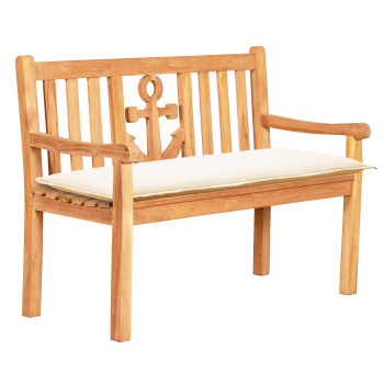Padded teak bench with anchor