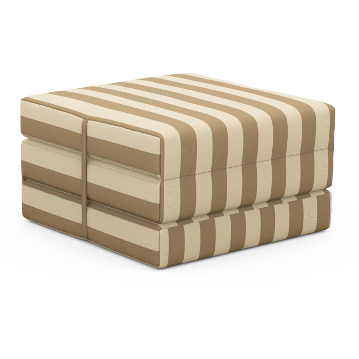 Foldable outdoor mattress with a cover in Agora Lines Integral, stripes in beige and light brown