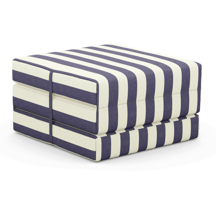 Foldable outdoor mattress with a cover in Agora Lines Marino, striped in navy blue