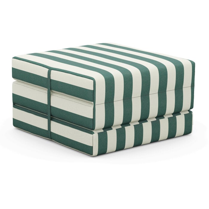 Foldable outdoor mattress with a cover in Agora Lines Botella, striped in bottle green