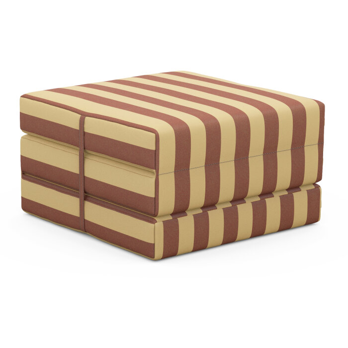 Foldable outdoor mattress with a cover in Agora Lines Granate, striped in garnet red