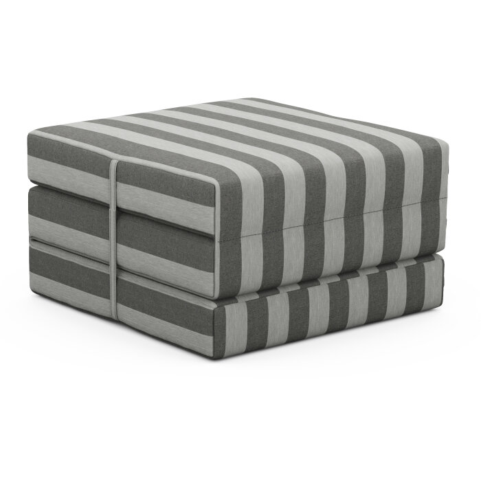 Foldable outdoor mattress with a cover in Agora Lines Grafito, striped in graphite grey
