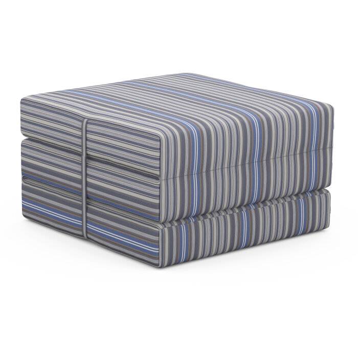 Foldable outdoor mattress with a cover in Agora Rayure Azul, striped in shades of blue