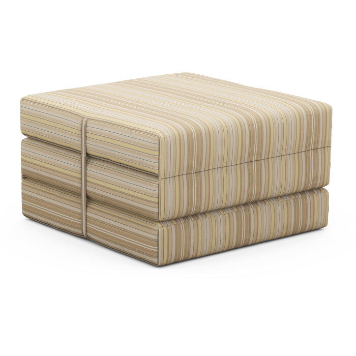 Foldable outdoor mattress with a cover in Agora Rayure Beige, striped in shades of beige