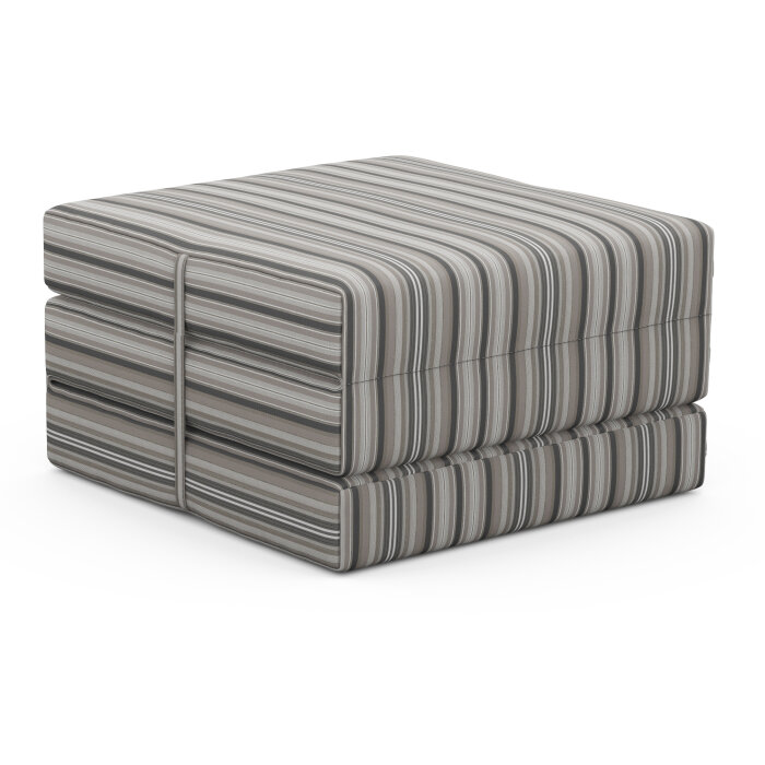Foldable outdoor mattress with a cover in Agora Rayure Gris, striped in shades of grey