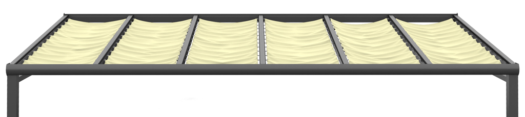 Seilspan-Sonnensegel Montage mittels Seitenseilspanner.